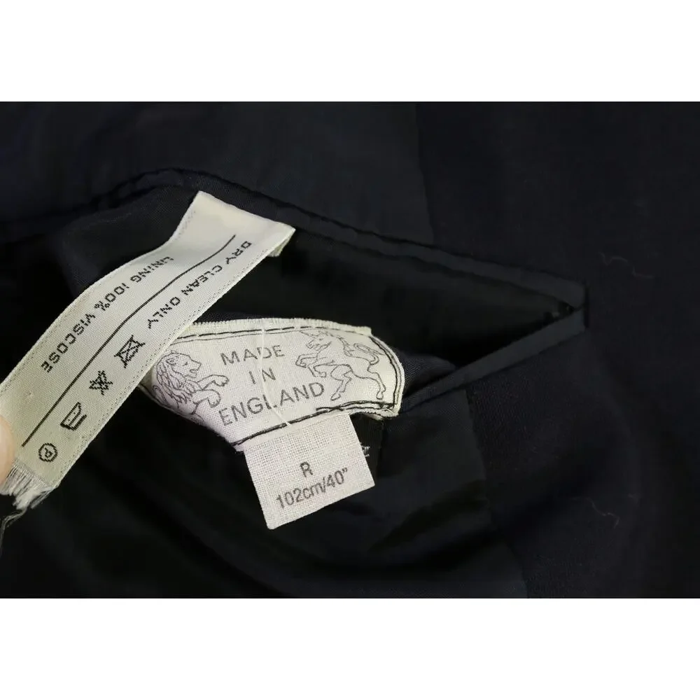 Chester Barrie Savile Row Navy Blue Wool Mohair 2Btn Sharkskin Blazer Jacket 40R